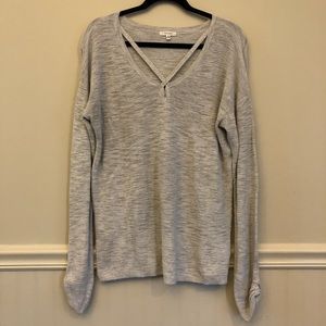 Maurices Gray Cross Neck Sweater